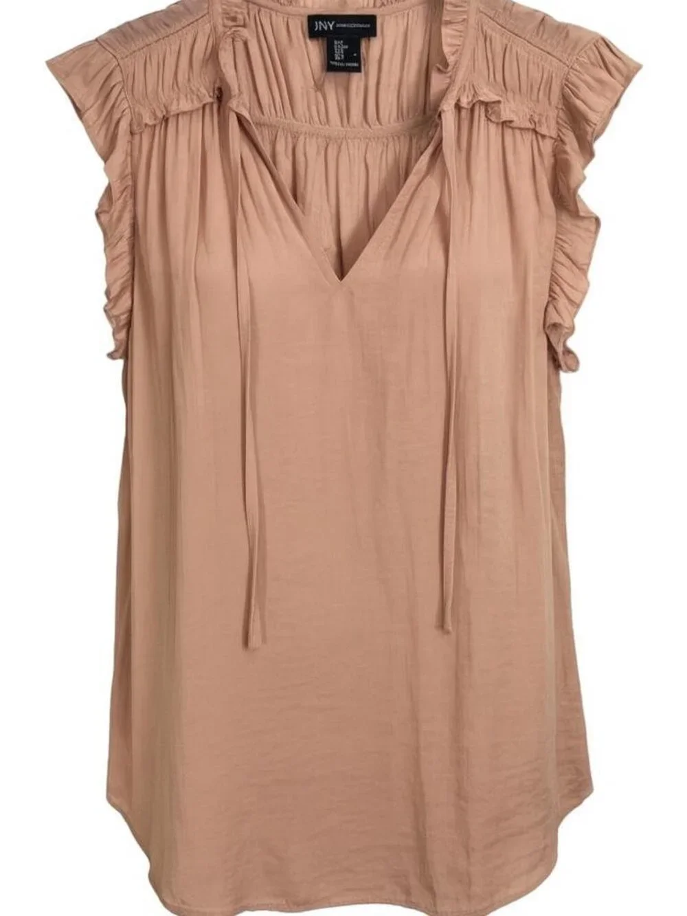 Jones New York JNY Women's Ruffle Sleeve Blouse S Peach